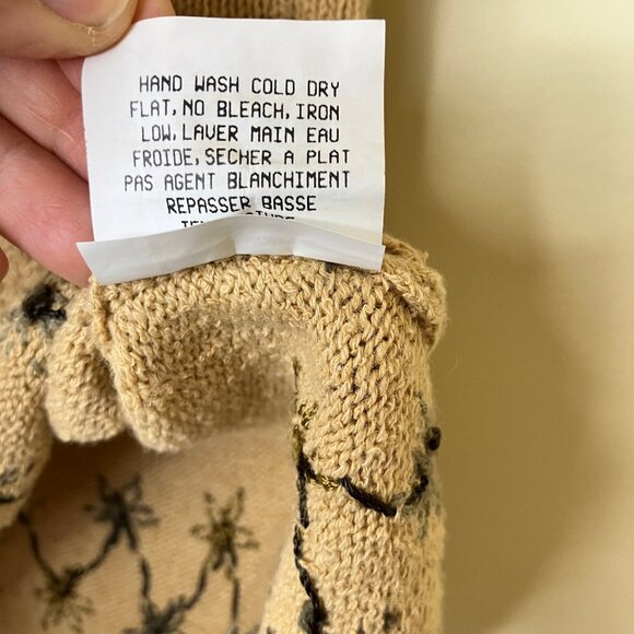 Koret Embroidered Cardigan Sweater Autumn Floral Short Sleeves Mustard Yellow - Picture 7 of 7